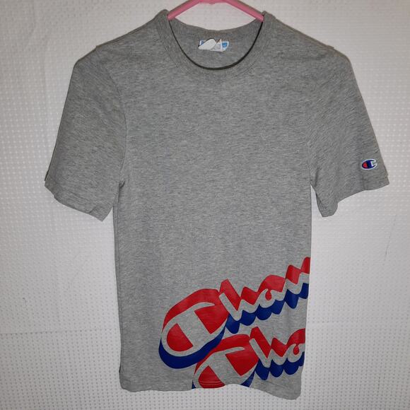Champion Other - Champion X-Small Gray Script Logo T-Shirt Men’s T1919G Repeat Print Streetwear